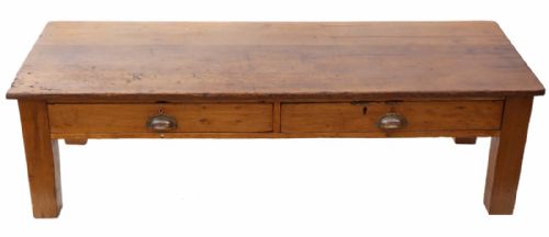Victorian Rustic Scrub Top Pine Coffee Table with Drawers