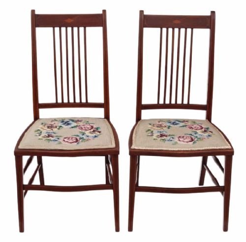 Pair of Edwardian Needlepoint Mahogany Chairs