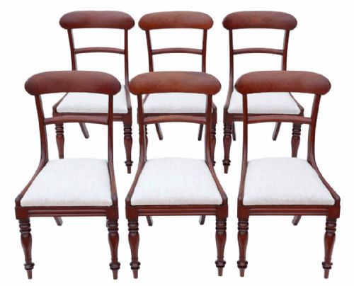Set of 6 Regency Mahogany Bar Back Dining Chairs
