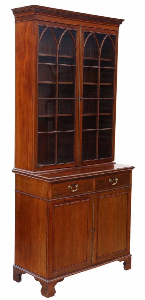 Victorian Mahogany Glazed Bookcase on Cupboard