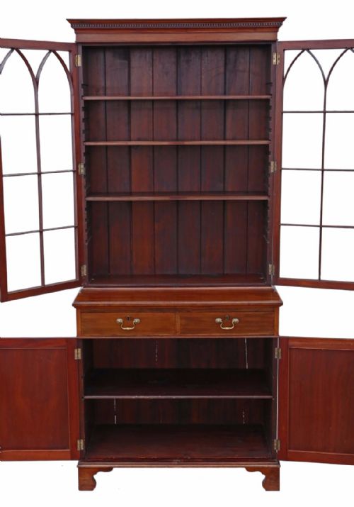 fig 1. Victorian mahogany glazed bookcase on cupboard