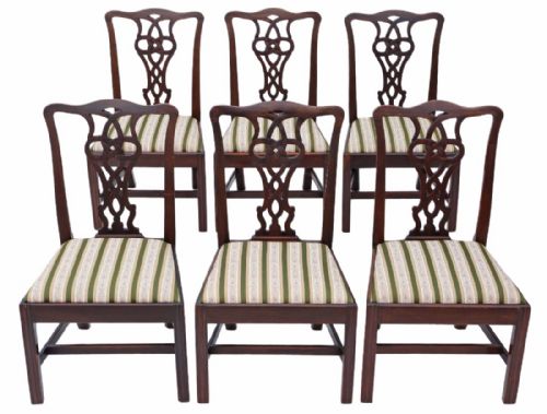 Set of 6 Victorian Mahogany Chippendale Revival Dining Chairs