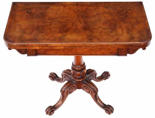 Victorian C1860 Burr Walnut Folding Card Table