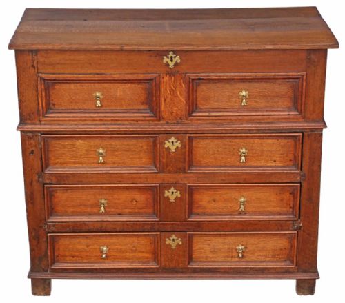 Georgian Oak Coffer and Chest of Drawers