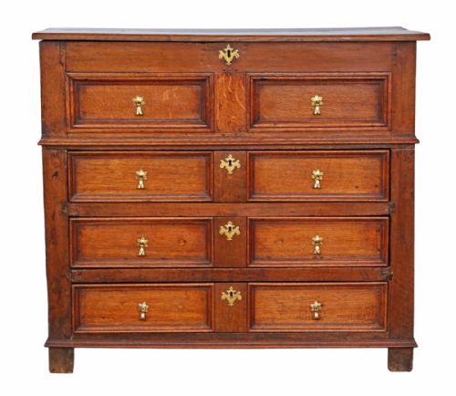 fig 1. Georgian oak coffer and chest of drawers