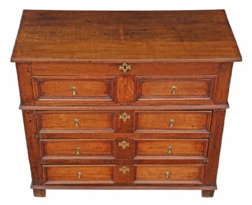 fig 2. Georgian oak coffer and chest of drawers