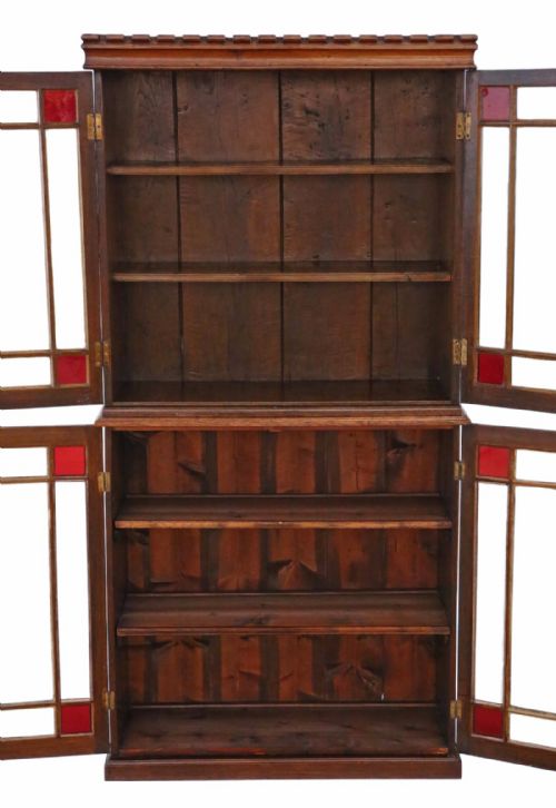 fig 1. Victorian oak glazed 2 part bookcase