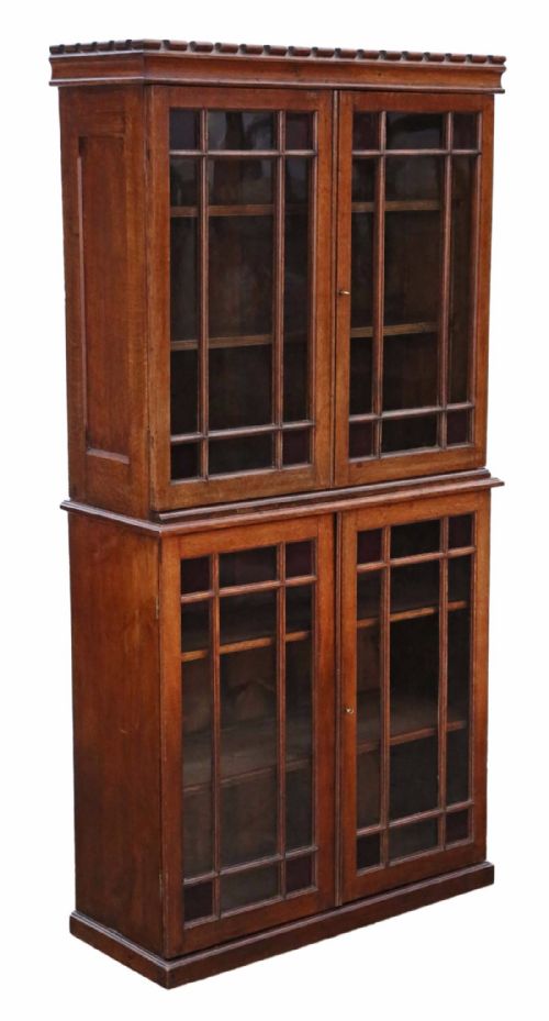 fig 3. Victorian oak glazed 2 part bookcase