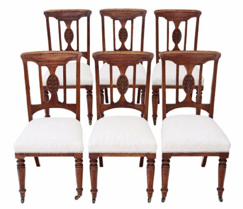 Set of 6 Oak Art Nouveau Dining Chairs