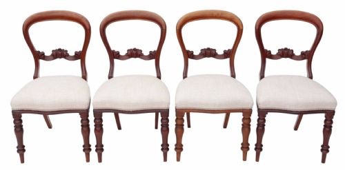 Set of 4 Mahogany Victorian Balloon Back Dining Chairs