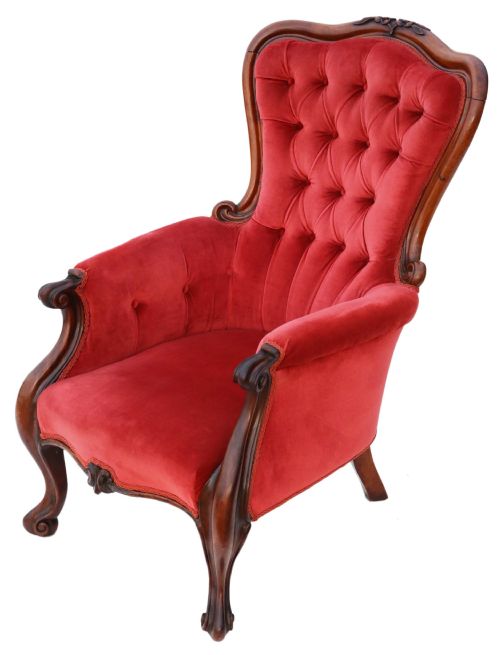 Victorian Mahogany Slipper Spoon Back Armchair