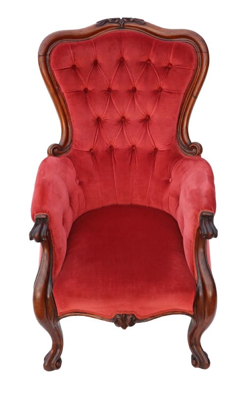 fig 1. Victorian mahogany slipper spoon back armchair
