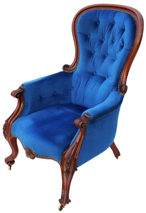 Victorian Mahogany Spoon Back Armchair Slipper