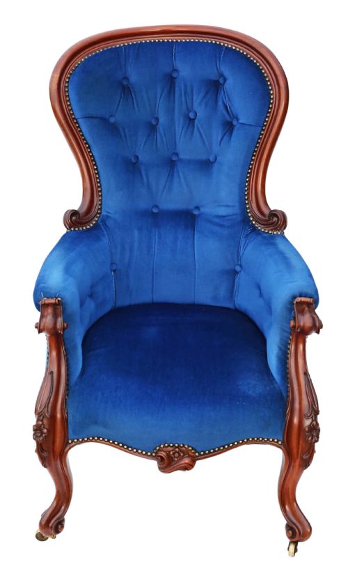 fig 1. Victorian mahogany spoon back armchair slipper