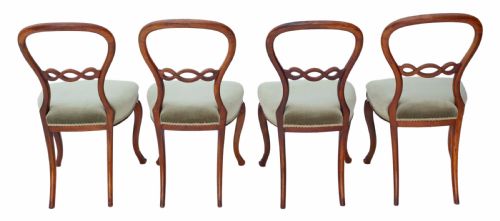 fig 1. Set of 4 Victorian walnut balloon back dining chairs