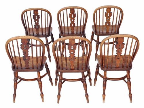 fig 1. Set of 6 Victorian ash & elm Windsor dining chairs