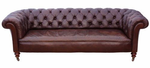 Victorian Leather Button Backed Chesterfield Sofa