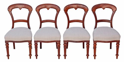 Set of 4 Victorian Mahogany Balloon Back Dining Chairs
