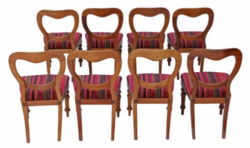 fig 1. Set of 8 Victorian light mahogany balloon back dining chairs