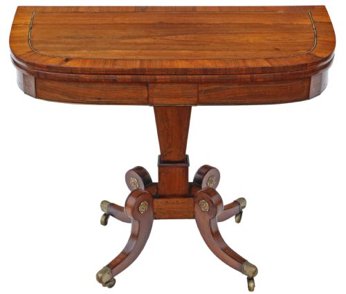 Regency Rosewood Brass Folding Card Table