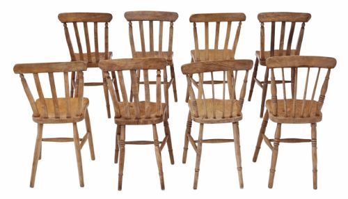 fig 1. Matched set of 8 Victorian ash & elm kitchen chairs