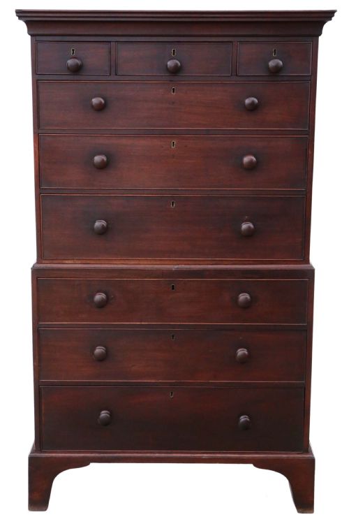 Georgian Mahogany Tallboy Chest on Chest of Drawers