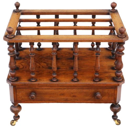Victorian Inlaid Burr Walnut Canterbury Magazine Stand