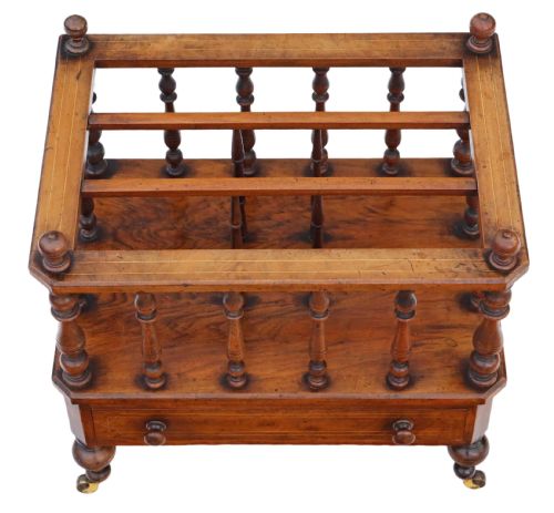 fig 1. Victorian inlaid burr walnut Canterbury magazine stand