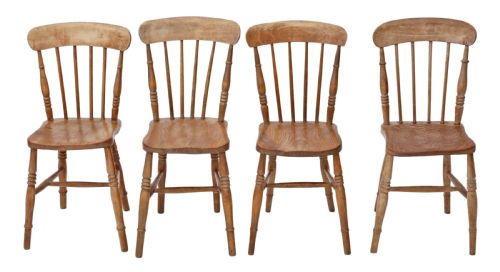 Set of 4 Victorian Ash & Elm Dining Chairs