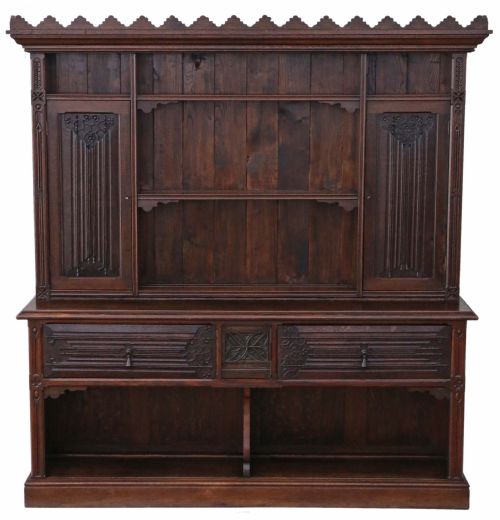 Victorian Gothic Carved Oak Sideboard