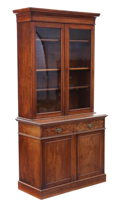 Victorian Mahogany Glazed Bookcase Cupboard Display Cabinet