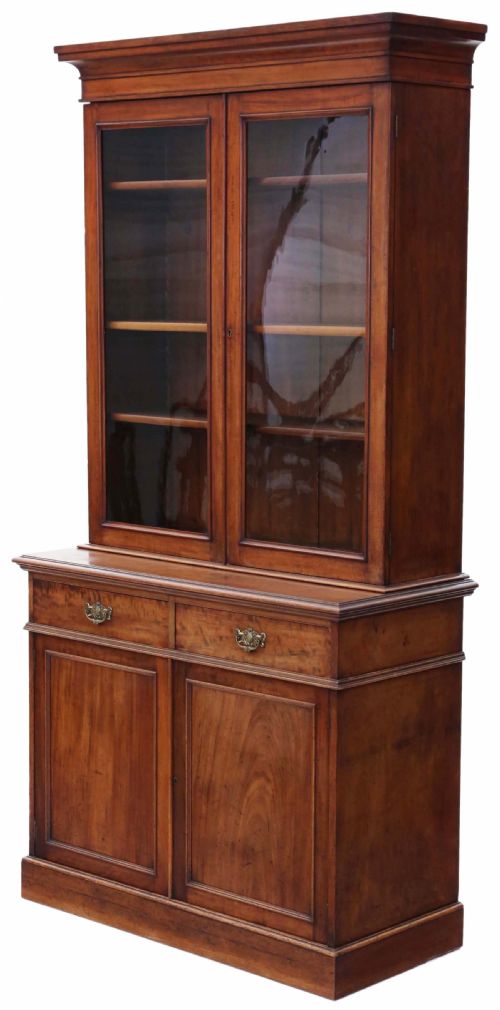 fig 1. Victorian mahogany glazed bookcase cupboard display cabinet
