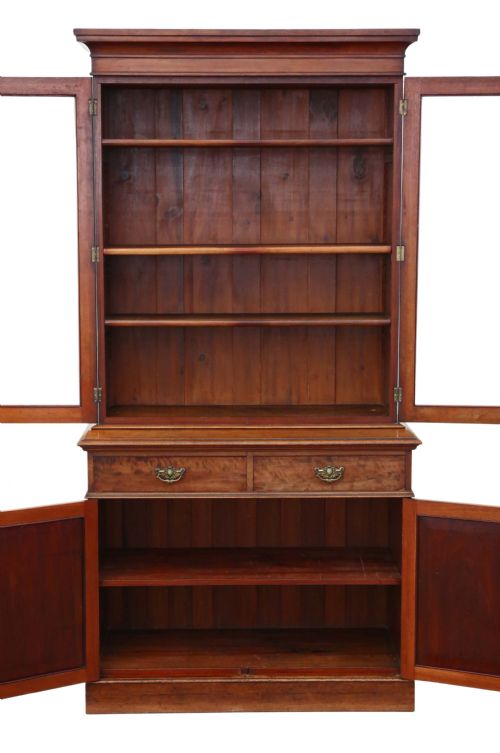 fig 2. Victorian mahogany glazed bookcase cupboard display cabinet