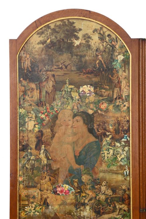 fig 1. Victorian oak decoupage dressing screen