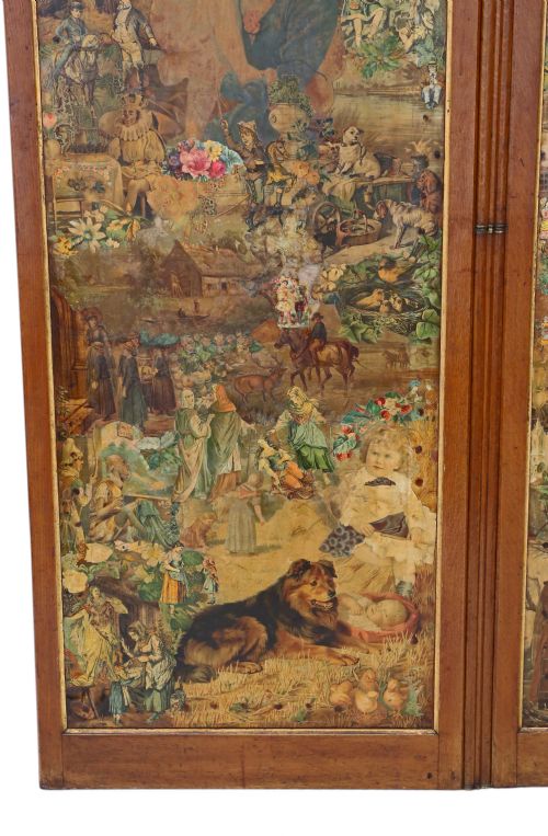 fig 2. Victorian oak decoupage dressing screen