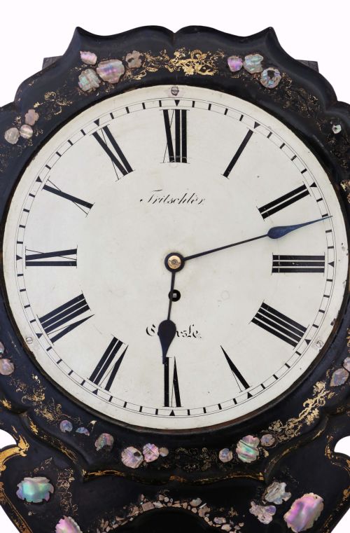 fig 1. Victorian mother of pearl inlaid single fusee wall clock