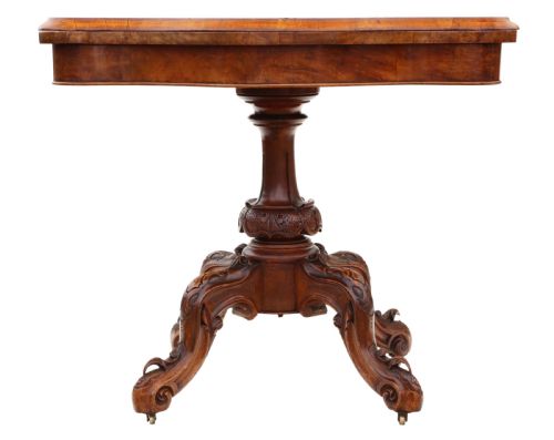 fig 1. Victorian burr walnut serpentine folding card table