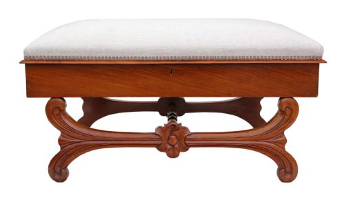fig 1. Large walnut Victorian X frame stool