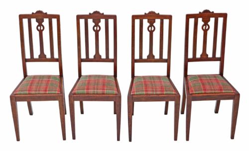 Set of 4 Art Nouveau Oak Dining Chairs