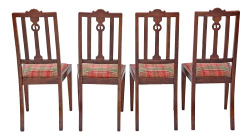 fig 1. Set of 4 Art Nouveau oak dining chairs