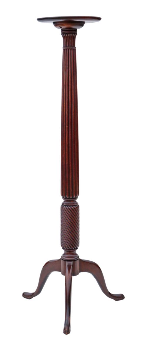 fig 1. Mahogany torchiere pedestal plant stand