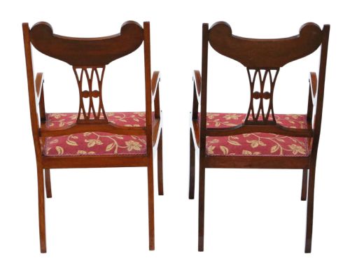 fig 1. Pair of inlaid mahogany elbow chairs