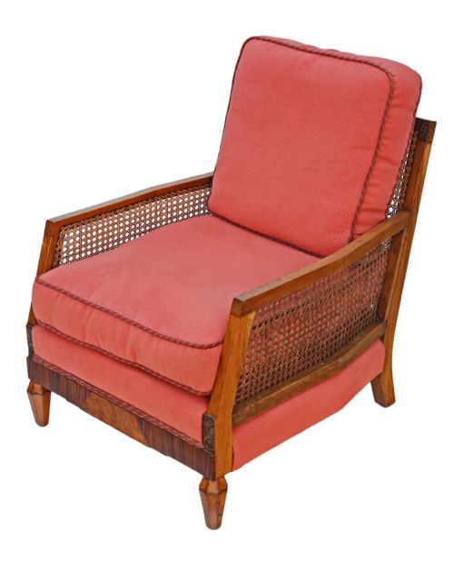 fig 1. Art Deco burr walnut & Rosewood Bergere armchair