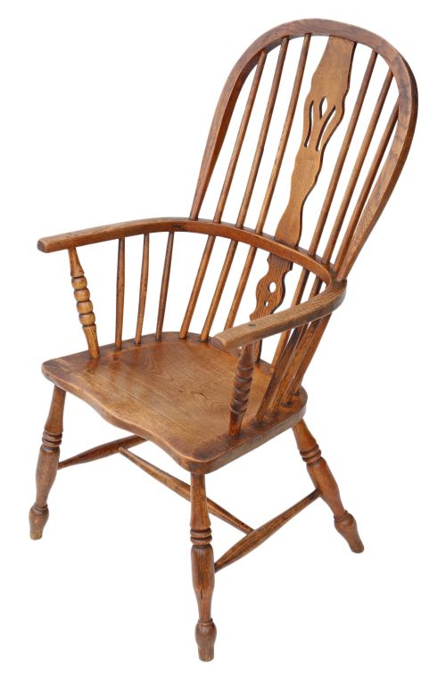 fig 1. Victorian ash & elm Windsor chair armchair dining