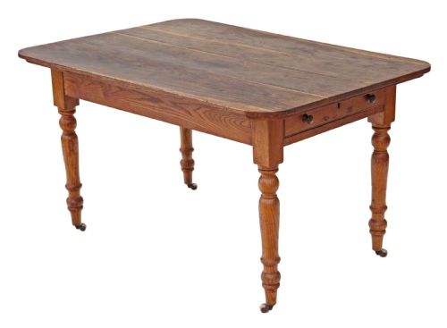 fig 1. Victorian C1880 elm kitchen dining table