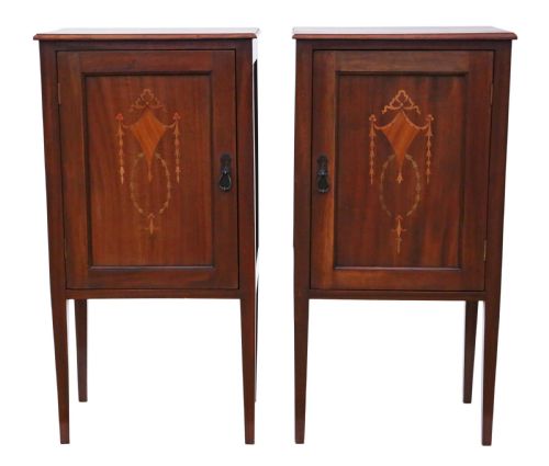 fig 1. Pair of Edwardian inlaid bedside tables