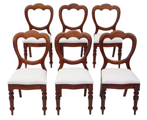 Set of 6 Victorian Mahogany Cloud Back Dining Chairs
