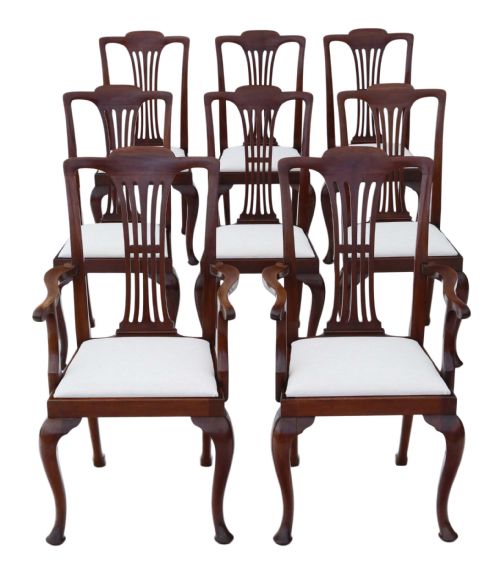 Set of 8 (6+2) Mahogany Dining Chairs