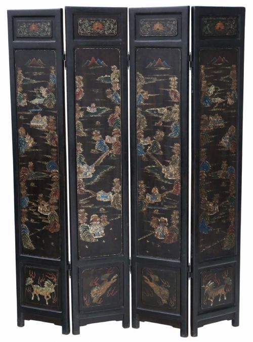 Victorian Chinoiserie Dressing Screen Room Divider
