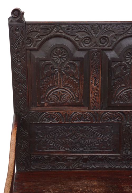 fig 1. Georgian carved oak settle bench
